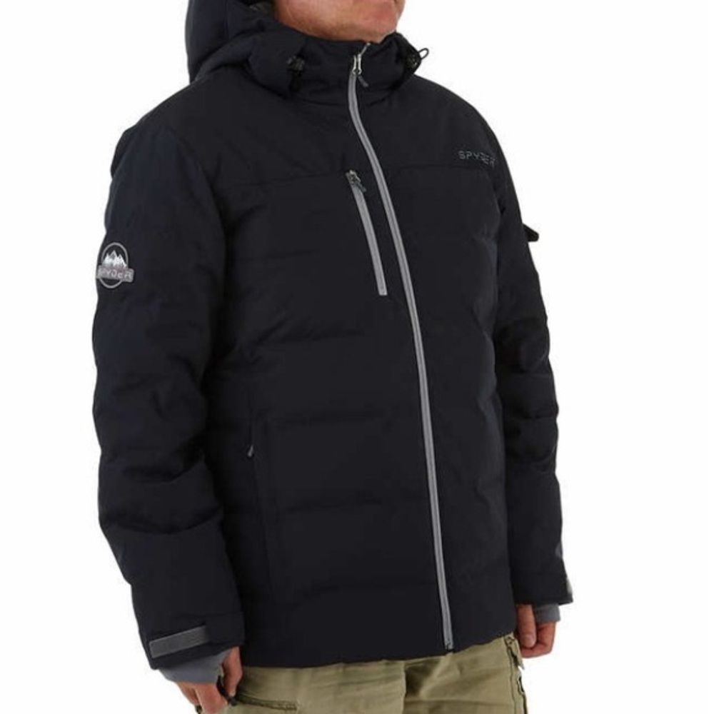 Spyder Men's Black Hooded Puffer Jacket